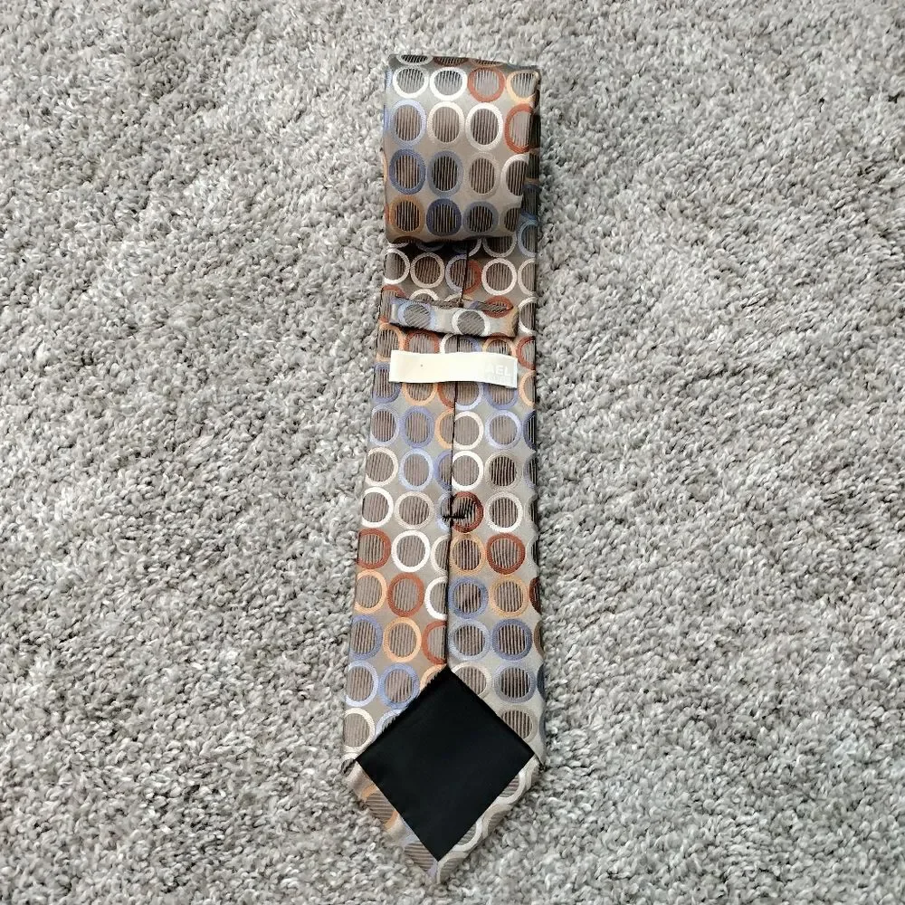 Michael Kors Necktie Men's Circle Shapes Multi Colors Bronze Silk